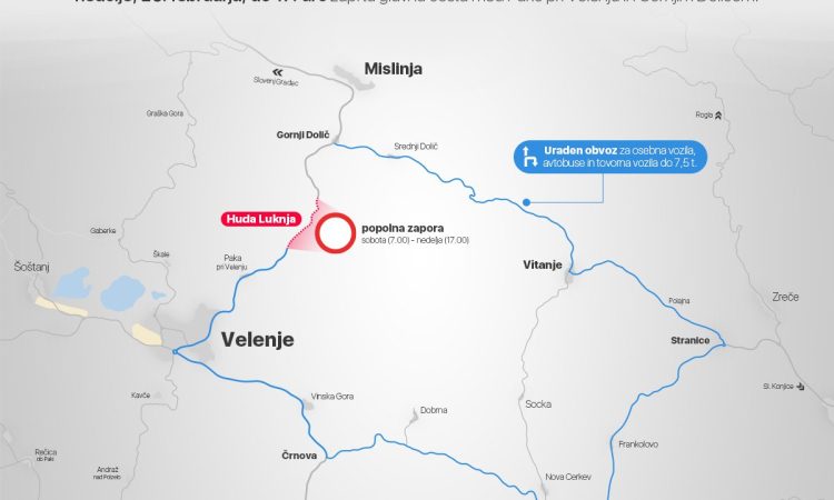 Zaradi del na kolesarski povezavi za vikend zaprta glavna cesta skozi Hudo luknjo