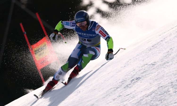 Slovenski smukači na treningu v Crans Montani pred sobotno tekmo