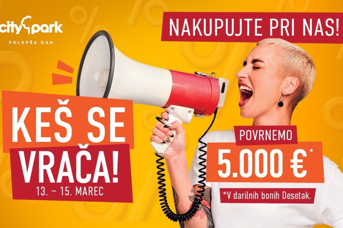 V Cityparku in ALEJI nagradna igra z 10.000 evri darilnih bonov