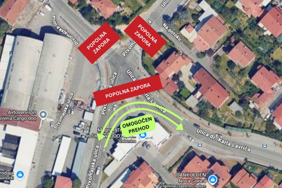 V Novi Gorici delna zapora zaradi gradnje odvodnika padavinskih voda v Sočo